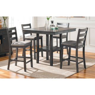Sunvega Counter Height Dining Set with Shelve Base Table and Ladder Back Chairs