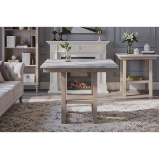 Sunvega Natural Square Transitional Style Marble Finish Bar Table