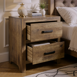 Sunvega Weathered Gray Finish 6 Drawer Dresser Faux Wood Veneer Bedroom Furniture