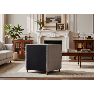 Sunvega Grey 4-Drawer Upholstered Chest with Metal Side Drawers and Traditional Knob Handles