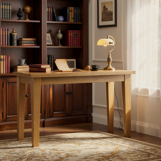 Sunvega 54 Inch Square Dining Table for 8 with Solid Wood Oak Veneer Top