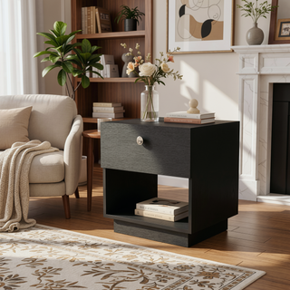 Sunvega Sumter 1 Drawer Nightstand with Large Storage Shelf and Big Top Surface