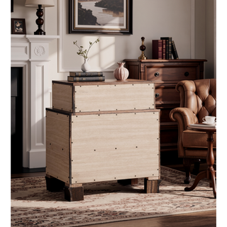 Sunvega Cappuccino Nightstand with Curved Drawer Fronts and Real Wood Veneers