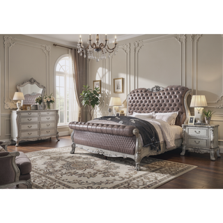 Sunvega Traditional Luxury Nightstand with 2 Drawers in Cherry Oak Finish