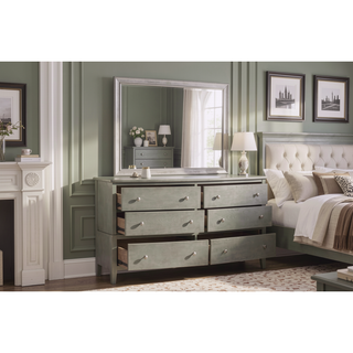Sunvega Gray Finish Birch Veneer 3 Drawer Nightstand with Nickel Hardware