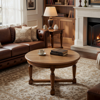 Sunvega Dark Brown Round Counter Table with Canted Chamfered Hairpin Legs