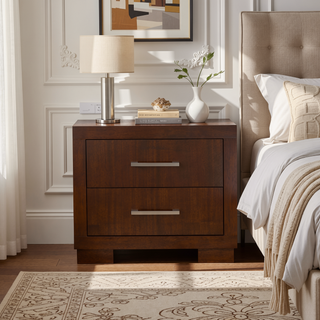 Sunvega Wooden Nightstand with Two Drawers in Rich Cappuccino Finish