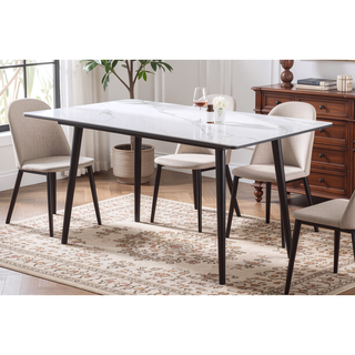 Sunvega Modern Contemporary White Sintered Stone Top Stylish Dining Table