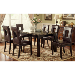 Sunvega Modern Contemporary Brown Faux Marble Top Birch Dining Table