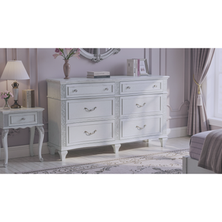 Sunvega Mystic Contemporary Style 6-Drawer Dresser with Crystal Handles in Light Gray