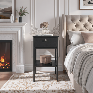 Sunvega Modern Wenge Nightstand with One Drawer and Open Shelf for Bedroom
