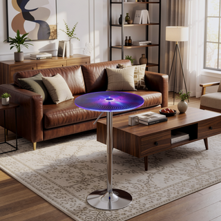 Sunvega Contemporary Light Up Adjustable Bar Table with Multi-Colored LED Light Show