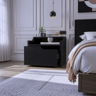 Sunvega Floating Nightstand with Dual-Tier Surface and Spacious Drawer for Bedroom