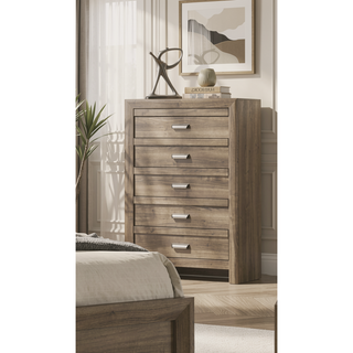 Sunvega Contemporary Light Brown Wood Nightstand with Two Storage Drawers