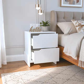 Sunvega Luss Nightstand with Two Spacious Drawers and Sleek Modern Design