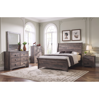 Sunvega Contemporary Gray Wooden Nightstand with Two Drawers and Metal Hardware