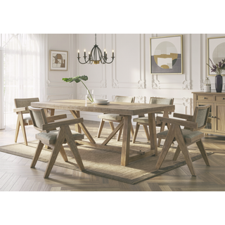 Sunvega Black Contemporary Metal Trestle Base Dining Table Rectangle 1pc
