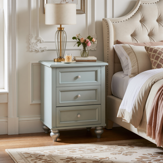 Sunvega Transitional Silver Metallic Two-Drawer Nightstand with Crystal Pulls
