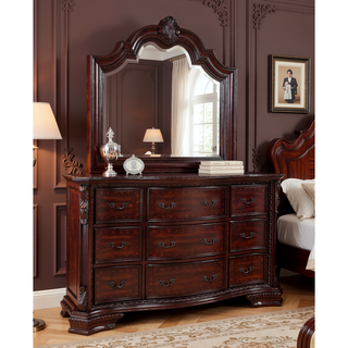 Sunvega Traditional Formal Style Nightstand with Genuine Marble Top and Three Drawers