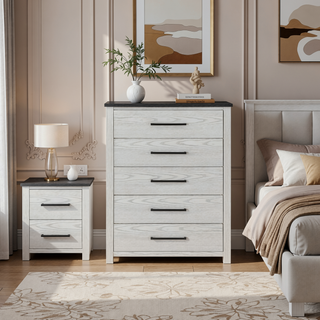 Sunvega Dark Top Finish Nightstand with Spacious Drawers and Block Style Feet