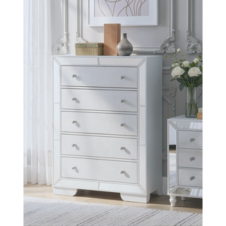 Sunvega Sleek Contemporary Storage Chest with Modern Silver Champagne Finish