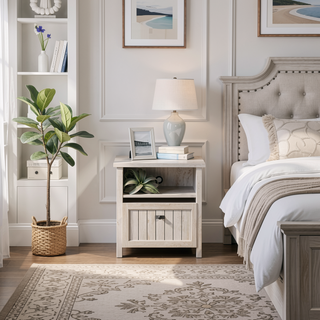 Sunvega Gray Finish Night Stand with Smooth Drawer and Open Shelf