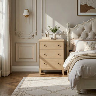 Sunvega Natural Pine Chest of Drawers with Five Large Felt-Lined Drawers for Bedroom