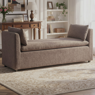 Sunvega Modern Upholstered Bench with Plush Foam Cushioning and Rounded Arms