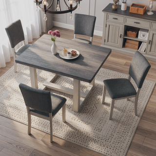 Sunvega Transitional Natural Tone Rubberwood Dining Table with Trestle Base