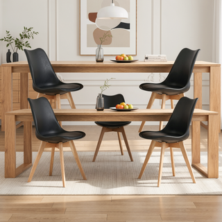 Sunvega Modern Style Dining Chairs with Wooden Legs and Thickened Cushion for Kitchen