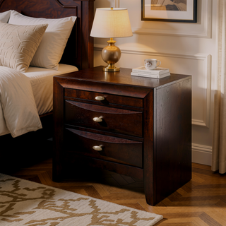 Sunvega Espresso Finish Nightstand with Two Spacious Drawers and Top Tray