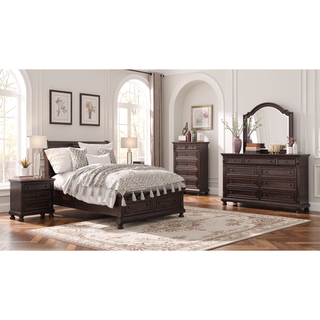 Sunvega Dark Cherry Finish Transitional Design Five Storage Drawer Chest