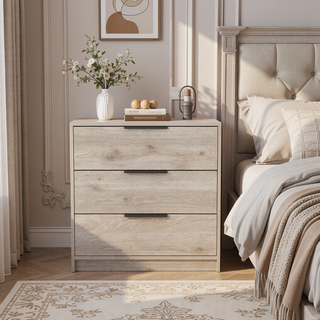 Sunvega Light Grey Finish Three Drawer Rectangle Dresser with Top Display Surface