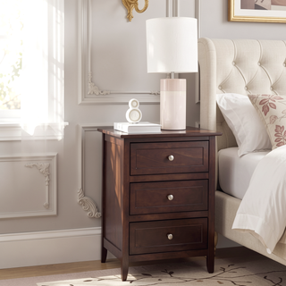 Sunvega Transitional Oak Nightstand With Three Drawers For Bedroom