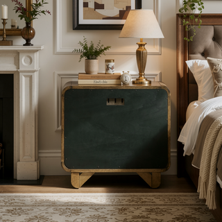 Sunvega Modern Two-Drawer Nightstand with Nutmeg Wood Finish and Cord Management