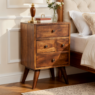 Sunvega Timeless Elegance Multi Drawer Chestnut Brown Bedside Table