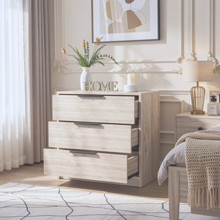 Sunvega Washington Three Drawer Dresser with Display Top for Bedroom Decor