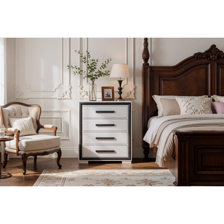 Sunvega Sleek Silver Finish Nightstand With Integrated Speaker and Cooler