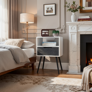 Sunvega Modern Nightstand with Spacious Drawer and Shelf for Bedroom or Living Room