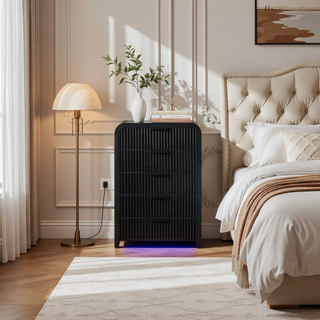 Sunvega Beverly Black and White Nightstand with Cooler Inserted and Speaker