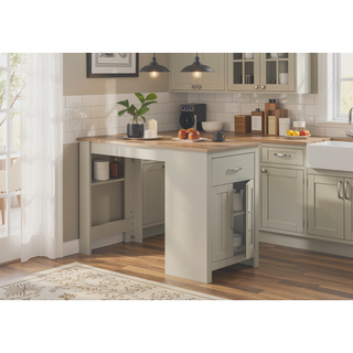 Sunvega Light Gray 47" Counter Height Dining Table with Cabinet and Drawer Storage