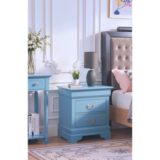 Sunvega Striking Teal Compact Nightstand With Spacious Top For Bedroom Decor