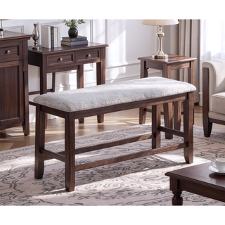 Sunvega Walnut Color Cushion Padded Seat Dining Room Bench in Contemporary Style