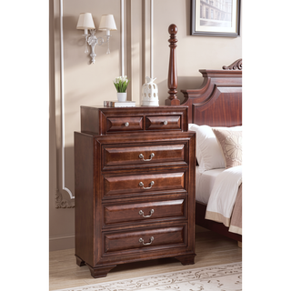 Sunvega Cappuccino Nightstand with Curved Drawer Fronts and Real Wood Veneers