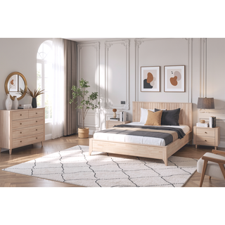 Sunvega Mid-Century Modern White Wash 1pc Chest with Hidden Handles and Splayed Bracket Feet