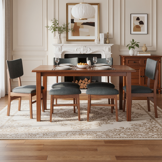 Sunvega Modern Rubberwood Dining Table with Oval Top for Kitchen and Dining Room