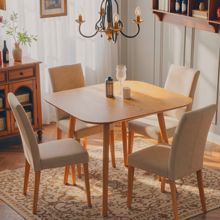 Sunvega Mid-Century Modern Faux Wood Dining Table with Tapered Splayed Legs