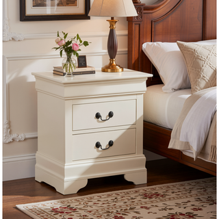Sunvega Traditional Styling Elegant Smooth Lines Beige Nightstand No Assembly