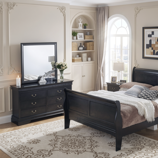 Sunvega Black Traditional Dresser with Spacious Drawers for Bedroom Organization