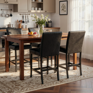 Sunvega Contemporary White Faux Marble Dining Table Set with 4 Cushioned Chairs